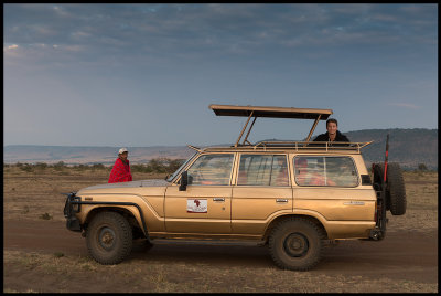 Early morning drive into Masai Mara - Our driver Joshua & Martin