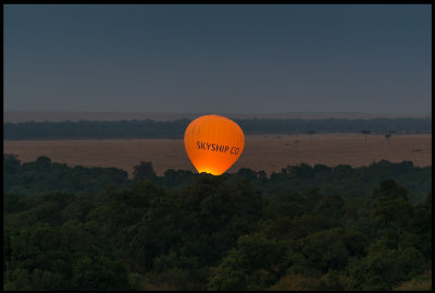 Masai Mara Hot air balloon starting up at dusk
