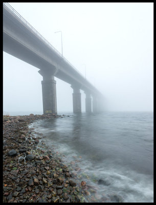 Heavy fog at landsbron - Kalmar