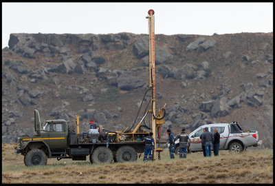 Geo engineering company drilling in the field at Gobustan