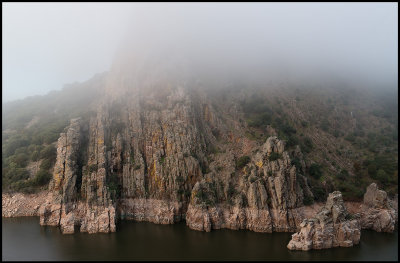 The big vulture cliff of Monfrague at dawn