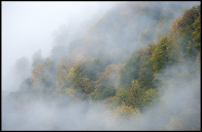 Evening fog along the road to Xinaliq - Caucasus