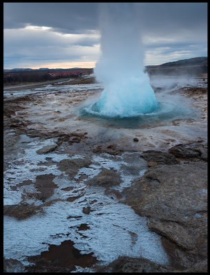 Strokkur - an active geyser with eruptions every 3-5 minutes