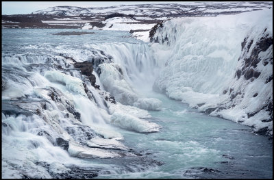Gullfoss - queen of Icelandic waterfalls - not very powerful during winter