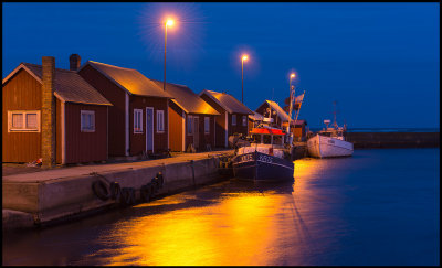 The small fishing harbor at Grsgrd at dusk
