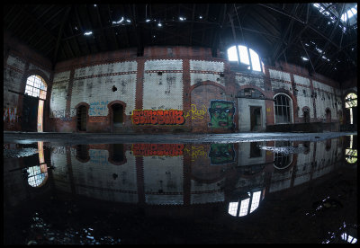 Machinery hall with graffiti