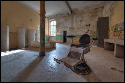 Barber-chair in men`s bathhouse