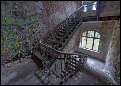 Old stair in a men`s building