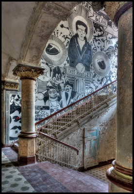 Advanced graffiti in mens sanatorie building