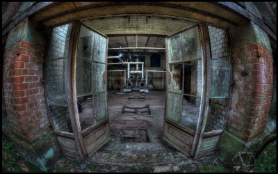 Entrance to a basement machinery room