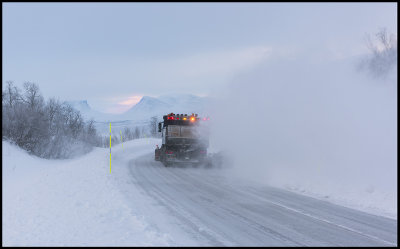 Difficult driving conditions!  -19 degrees Celcius approaching Lapporten from Narvik