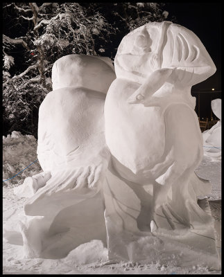 British Ice Sculpture Snow Puffin (Annaly/Bolland) in Kiruna