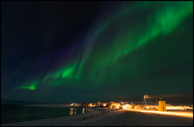 A northern light with different colors - St Ekkeröya east of Vardø Norway