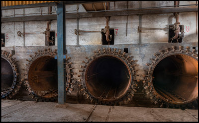 Inside autoclave house with railway tracks - Ytong