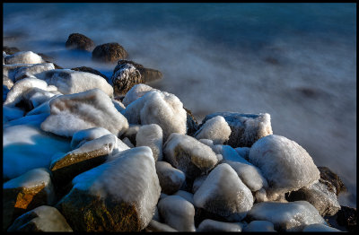 Frozen stones in Arild harbor - Scania
