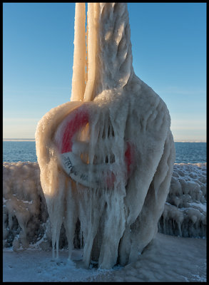 The Lifebuoy in Grnhgen harbor after cold stormy weather