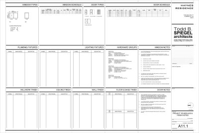 Door & Window Schedules & Finishes