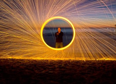 Steel wool on fire