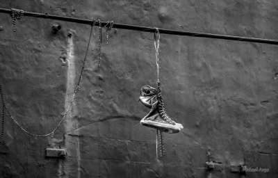 Sneakers on a wire