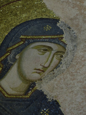 Beautiful Byzantine face of the Virgin