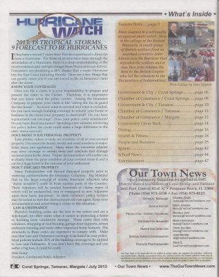 Our Town News article inside description July 2013