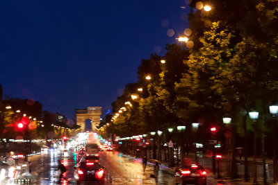 Rainy Paris at night