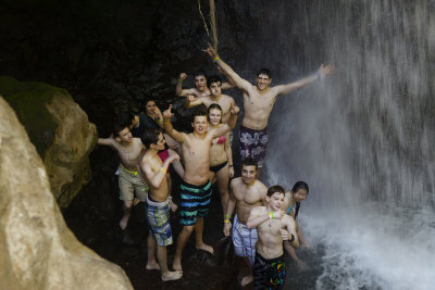 Under the waterfall