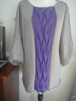 #213 Grey/purple cotton sweater