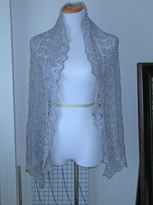 #254 Silver wool/silk lace scarf