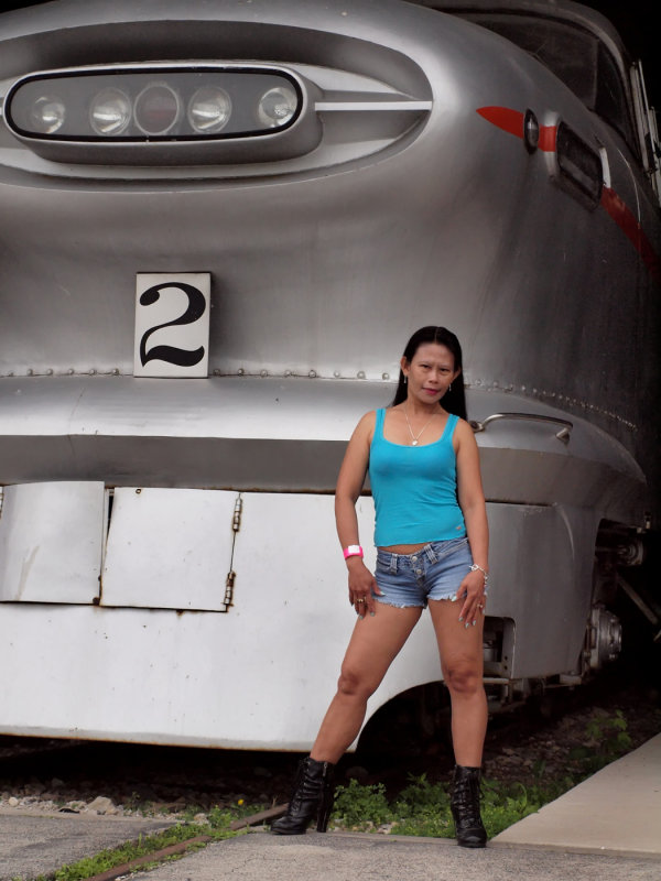 Here's Eve With A Chicago, Rock Island & Pacific Aero-Train...Only 2 Of These Train Sets Were Built