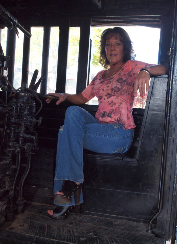Here's Lorie In The Cab Of Engine 2713