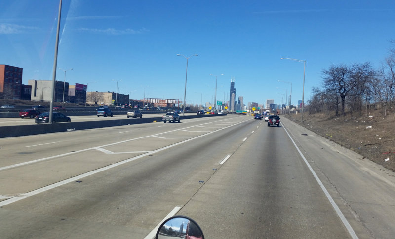 Light Traffic On I-290...Sears Tower In Background