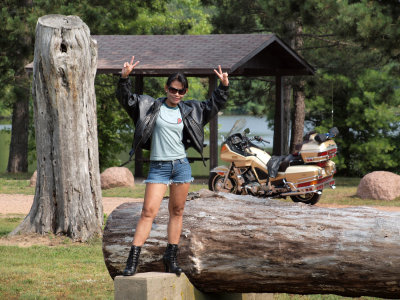 Eve, Some Big Logs And The Bike.
