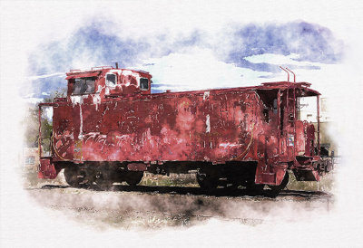 Caboose Digital Watercolor