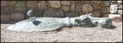 Bronze hippo statue