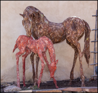 Bronze horses on Canyon Avenue