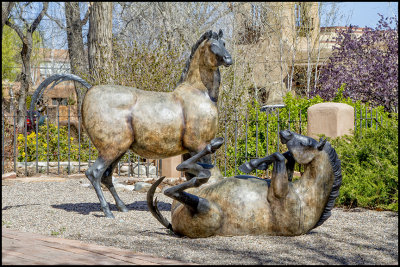 Bronze horses at gallery on Canyon Rd
