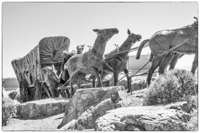 Bronze Statue of covered wagon 
