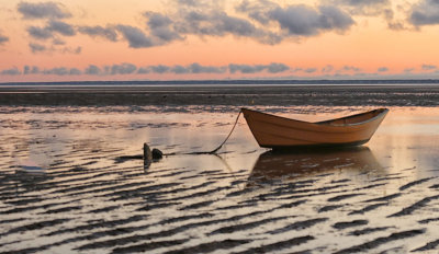 Yellow Boat at low tide (Cape Cod)