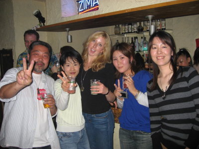 with some students at jordan's farewell: hiroshi, shizuka, yuko, and saori