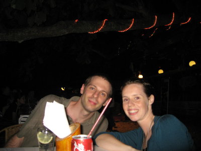 this bar was in the sand under a huge beach tree , 20 steps from where we stayed