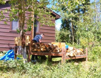 Drying firewood - Chris and Judy