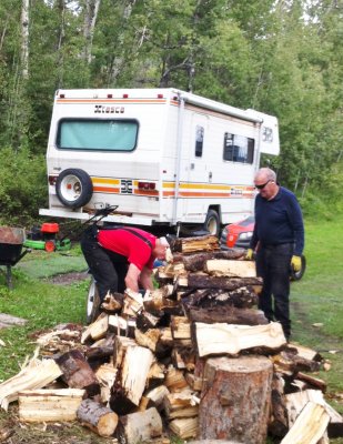 Don moving firewood