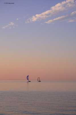 Slow Sailing At Sunset