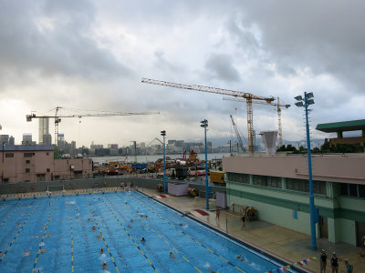 Cranes and a Pool