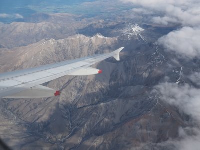 Flying over South Island New Zealand