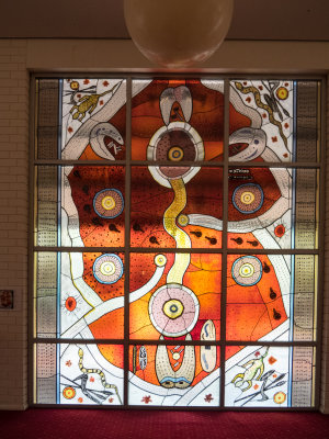Alice Springs Araluen Art Centre- Aboriginal art glass window