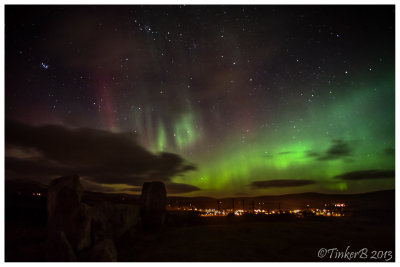 Northern Lights over the metropolis of Tarland