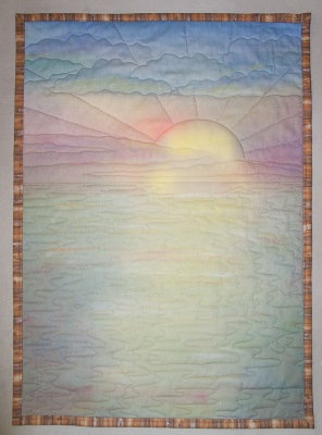Sunset wall hanging using painted fabric