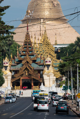 Shwedagon temple, unfortunately covered in scaffolding for cleaning/maintenance